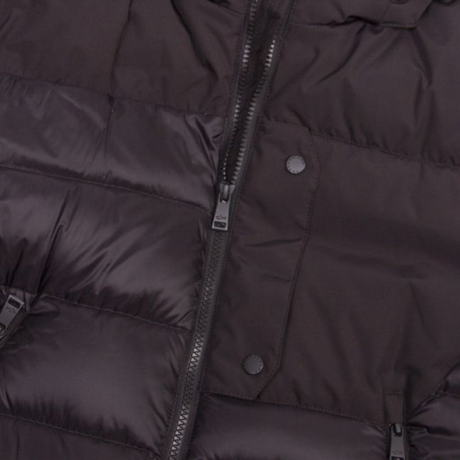 Mens Black Branded Padded Hooded Coat