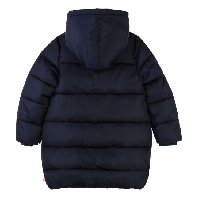 Girls Navy Sequin Detail Padded Coat