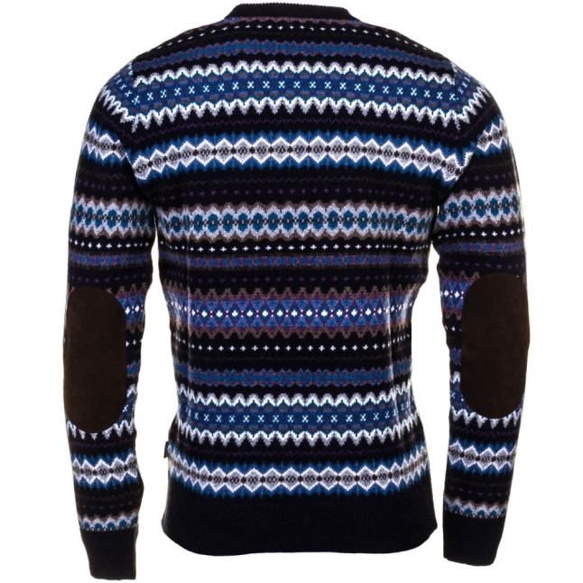 Heritage Mens Navy Caistown Fair Isle Crew Jumper