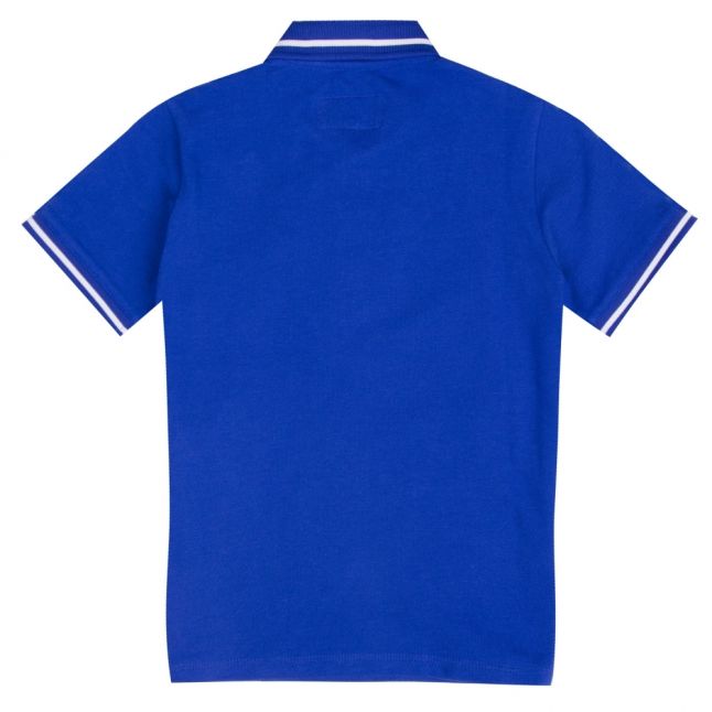 Boys Bright Blue Vertical Logo S/s Polo Shirt