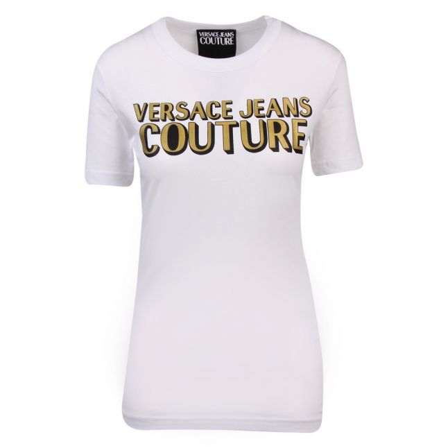 Womens White Metallic Foil Logo S/s T Shirt