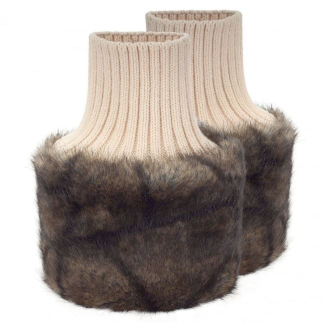 Womens Elk Carton Faux Fur Arm Cuffs