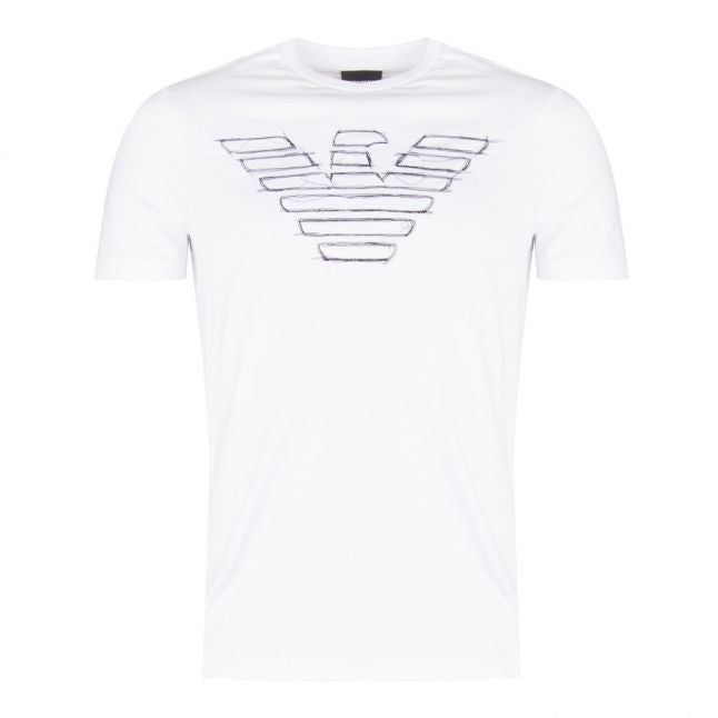 Mens White Eagle Stitch S/s T Shirt