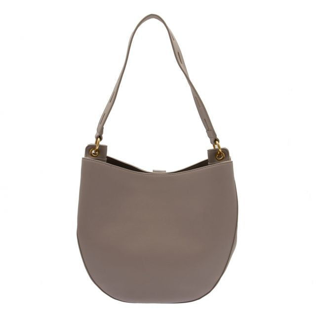 Womens Taupe Buckle Hobo Bag