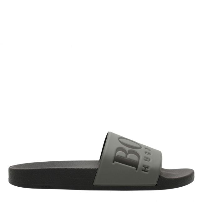 Mens Dark Green Solar Slide Logo Slides