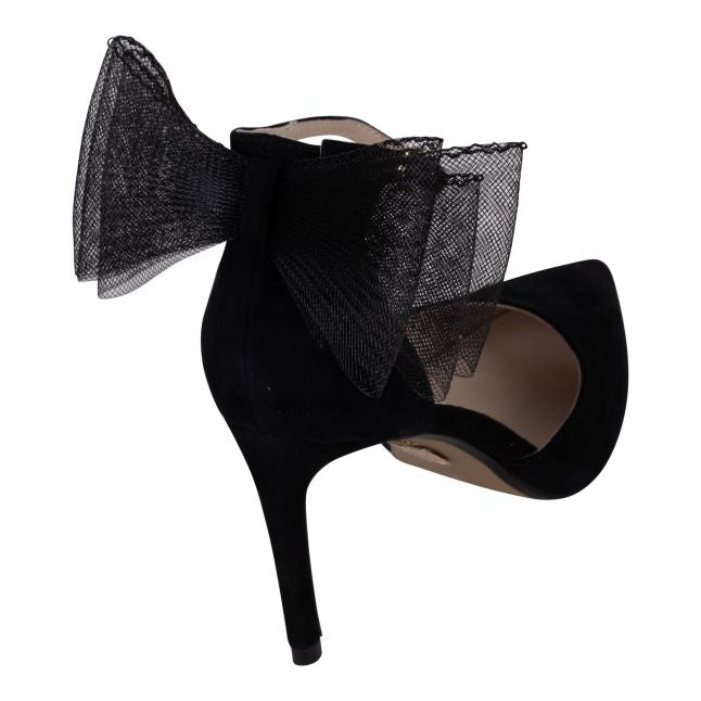 Womens	Black Jazlyne Bow Suede Heels