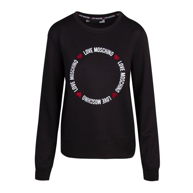 Womens Black Circle Logo Sweat Top