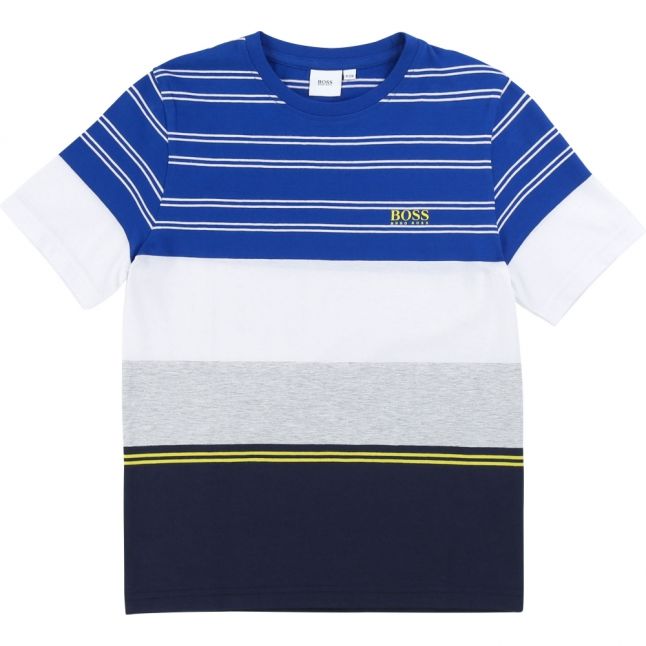 Boys Blue Multi Stripe Block S/s T Shirt