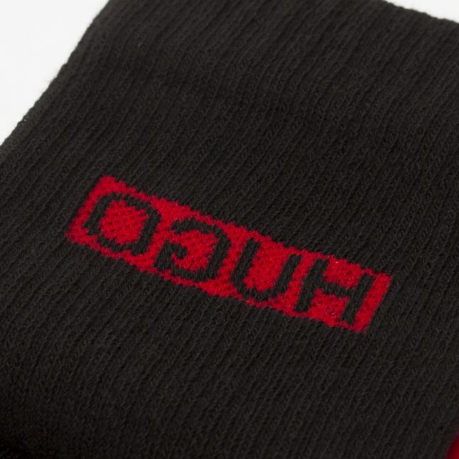 Mens Black Rib Reversed Logo Sports Socks