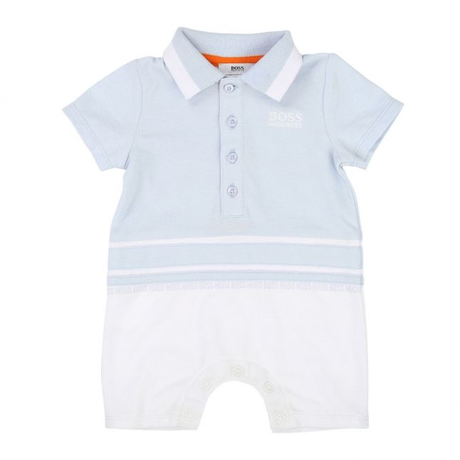 Baby Pale Blue/White Contrast Polo Romper