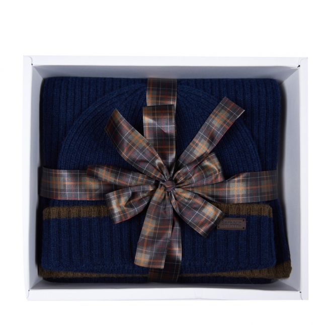 Mens Navy Cromer Beanie & Scarf Gift Set