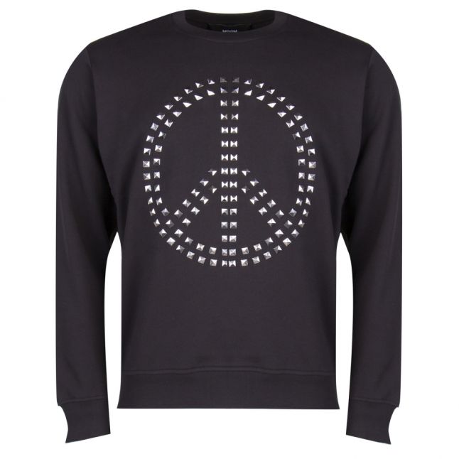 Mens Black Studded Sweat Top