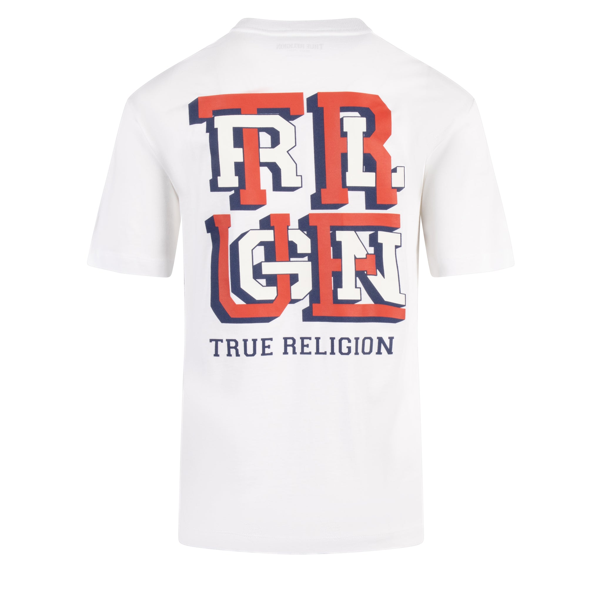 Mens True Religion Optic White High Density Letter S/s T Shirt