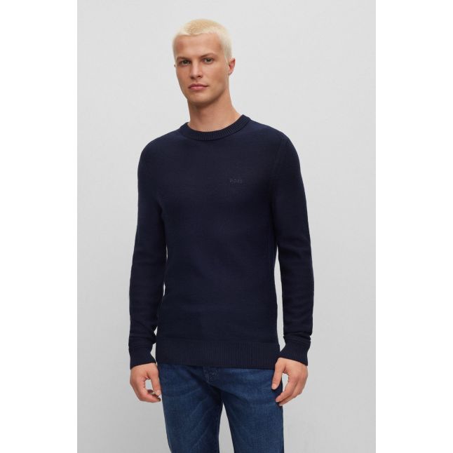 Mens Dark Blue Avac_C Crew Neck Knit