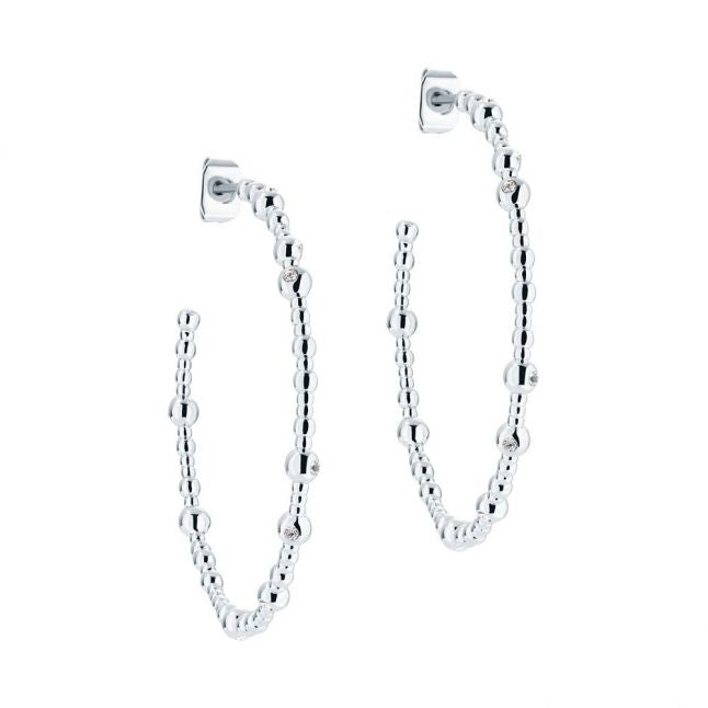 Womens Silver/Crystal Belsana Crystal Bubble Large Hoops