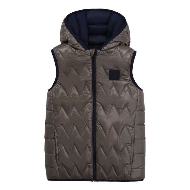 Boys Khaki/Navy Quilted Reversible Gilet