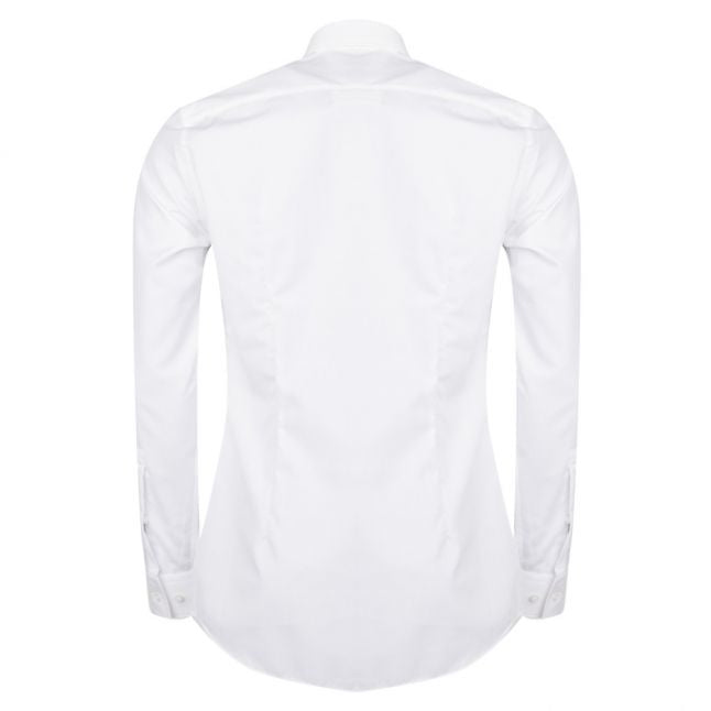 Mens White Koey Trim Slim Fit L/s Shirt