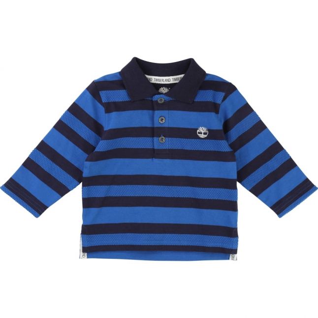 Boys Electric Blue Striped L/s Polo