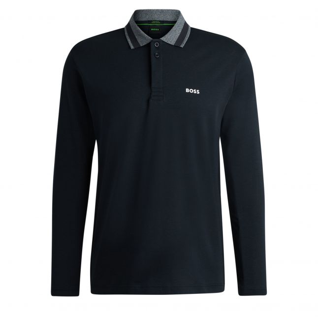 Mens Dark Blue Plisy 2 Reg Fit L/s Polo