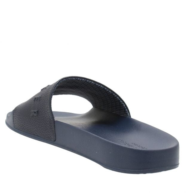 Mens Dark Blue Rastal Branded Slides