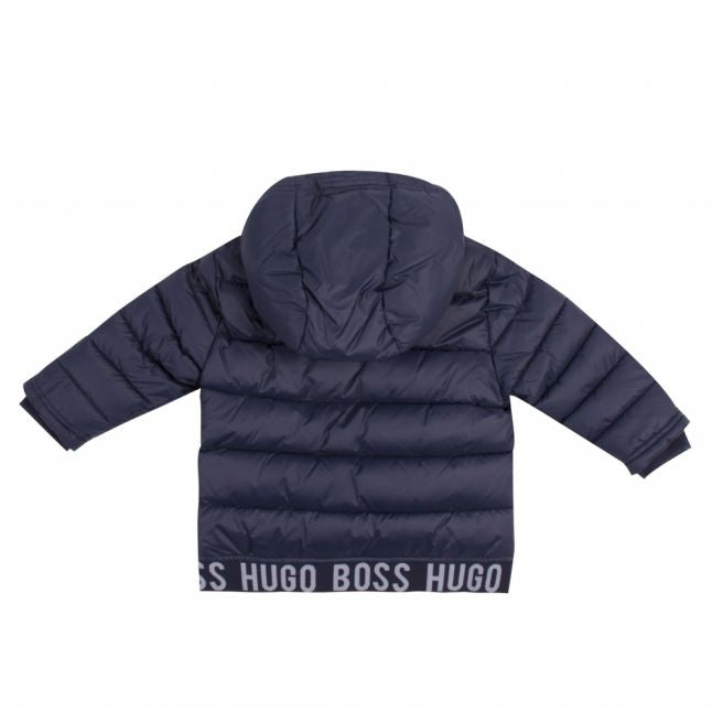 Toddler Navy Branded Tape Padded Hooded Coat