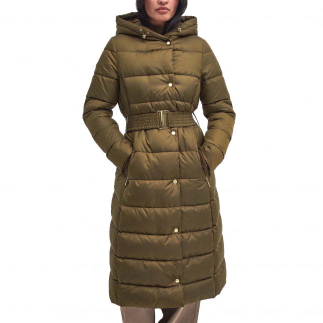 Womens Empire Green Track Line Long Puffer Coat