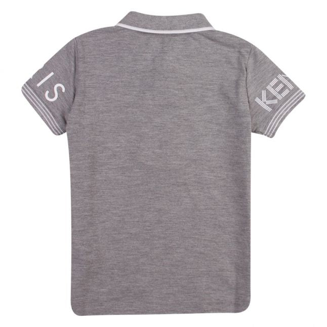 Junior Marl Grey Logo S/s Polo Shirt