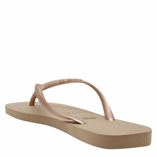 Womens Rose Gold Slim Flip Flops