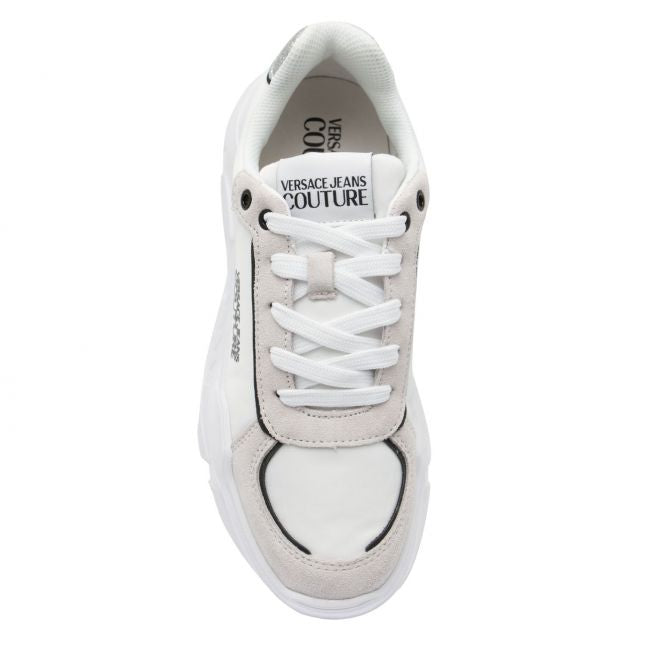 Womens White Glitter Trim Trainers