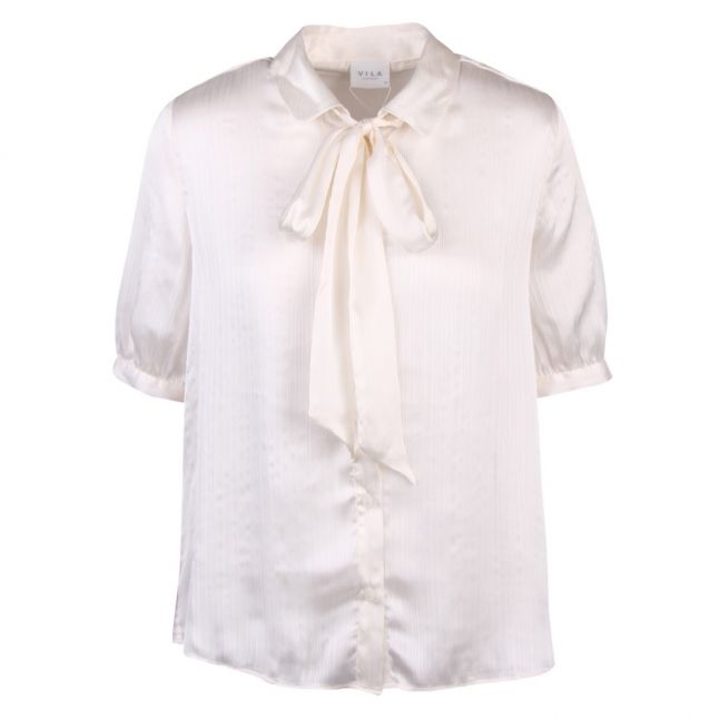 Womens White Visuwavey Bow S/s Blouse