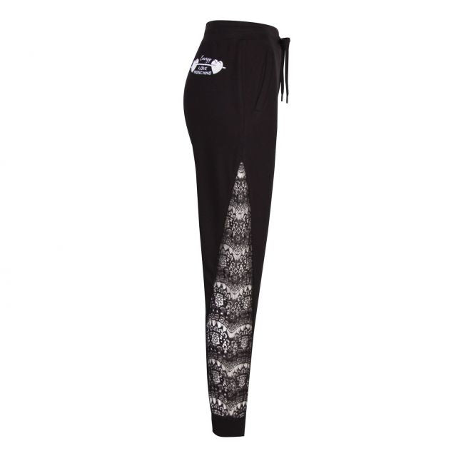 Womens Black Lace Panel Sweat Pants