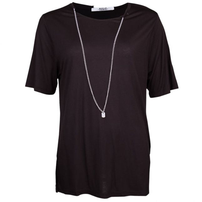 Womens Black Necklace Detail Top