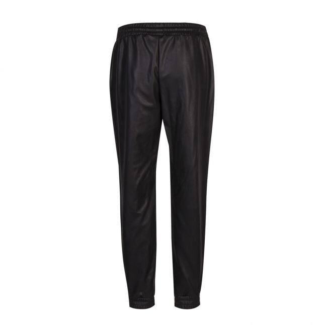 Womens Black Faux Leather Joggers