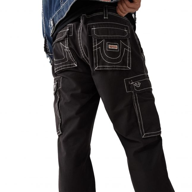 Mens Jet Black Big T Cargo Pants