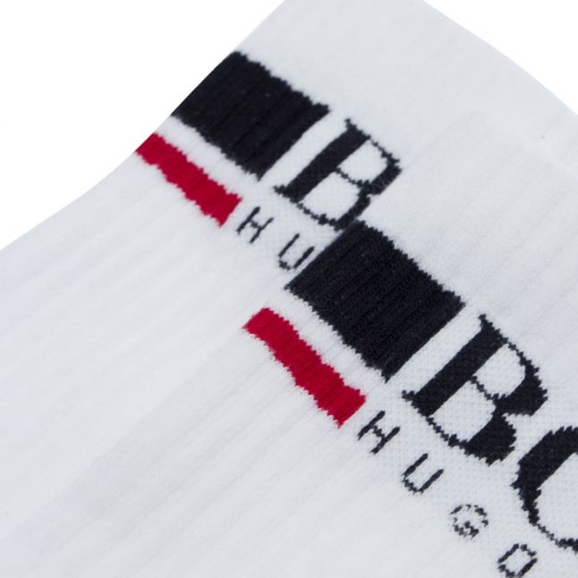 Mens White QS Rib Logo Sports Socks