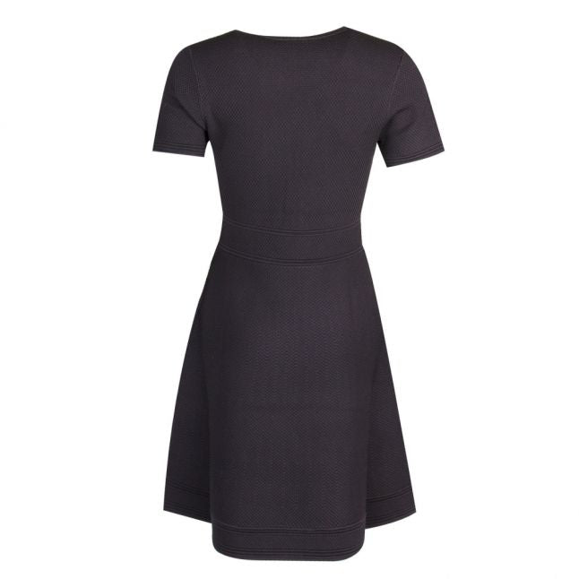 Womens Black Knitted Flared Dress