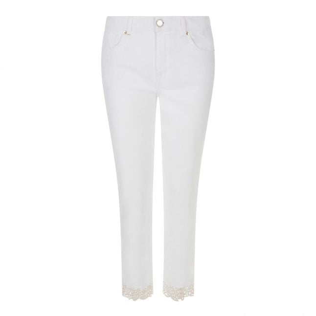 Womens White Lillya Applique Hem Skinny Fit Jeans