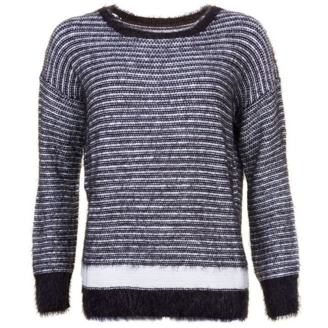 Womens Black & White Striped Detail Jumper