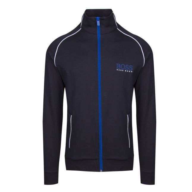 Mens Dark Blue Colour Trim Zip Thu Sweat Jacket