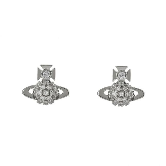 Womens Rhodium Donna Bas Relief Earrings