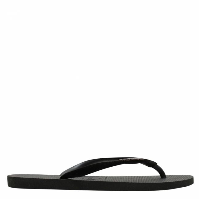 Womens Black Slim Velvet Flip Flops