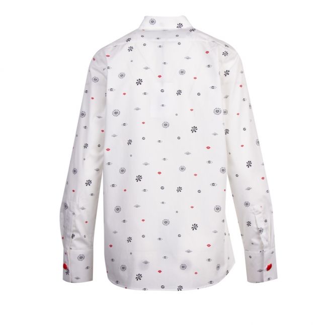 Womens White Lips & Space Icon L/s Shirt