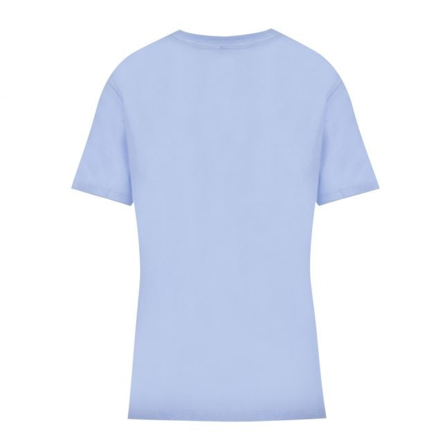 Womens Light Blue Flowers Logo S/s T Shirt