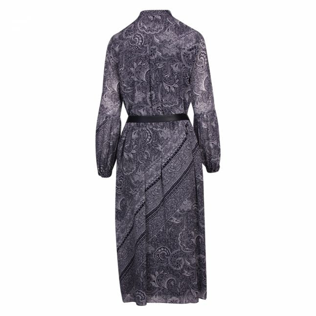 Womens True Navy Ornate Paisley Belted Midi Dress