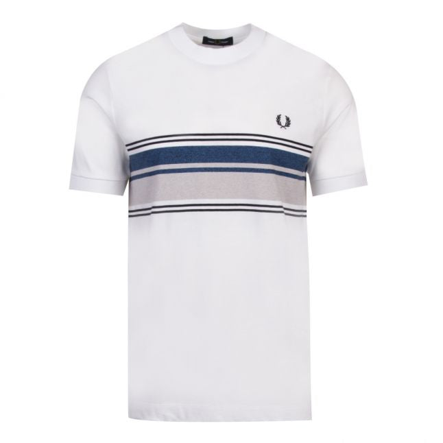 Mens White Marl Stripe S/s T Shirt