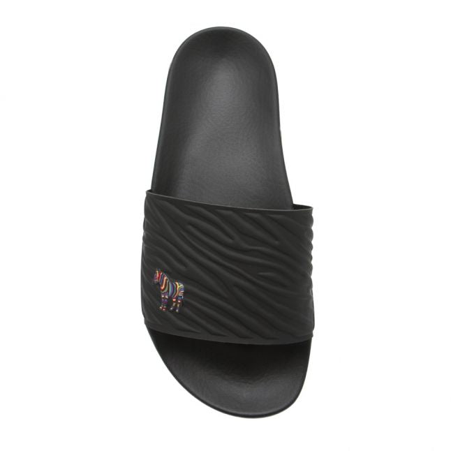 Mens Black Zebra Slides