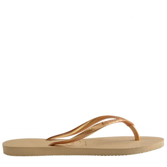 Womens Golden Slim Flip Flops