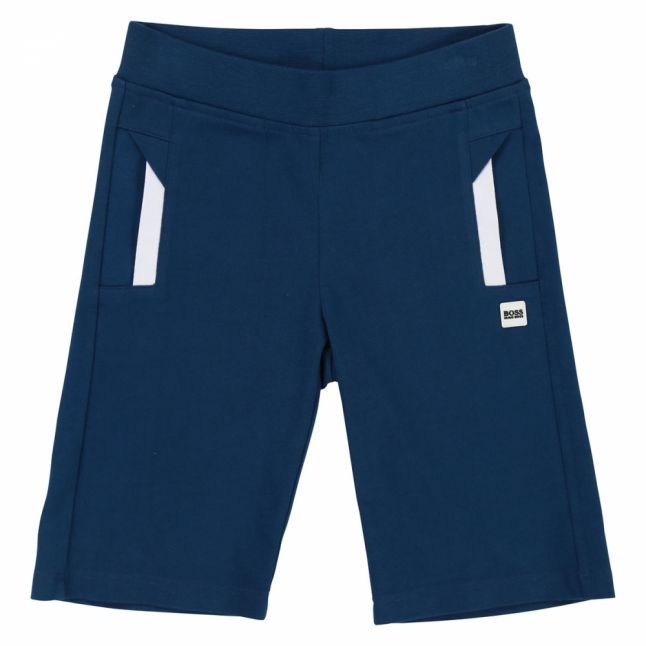 Boys Blue/White Branded Polo & Sweat Shorts Set