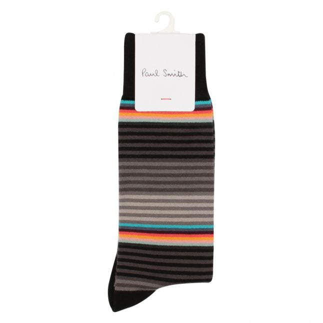 Mens Black Graded Block Stripe Socks