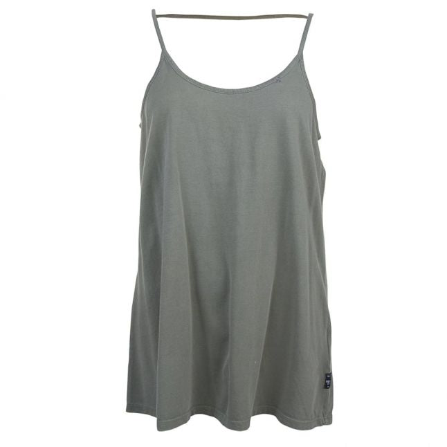 Womens Sage Green Open-Back Jersey Vest Top